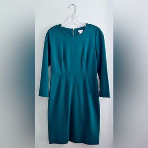 J.Crew Emerald Green Dress, Size 4, Mid-length, long sleeves